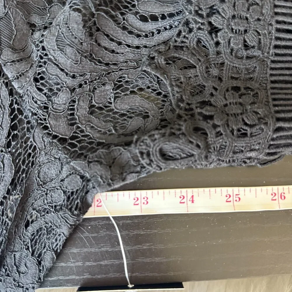 Boston Proper Black Lace Bell Sleeve Duster Cardigan Whimsy Goth Faerie Witchy - Picture 16 of 16